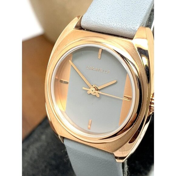 Caravelle by Bulova Women's Watch 44L263 Quartz Rose Gold Gray Leather B… - Picture 1 of 13